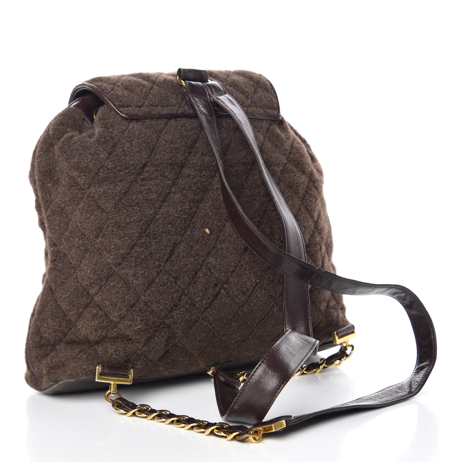 Chanel Wool Quilted Backpack Brown 3 of 15