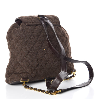 Chanel Wool Quilted Backpack Brown 3 of 15