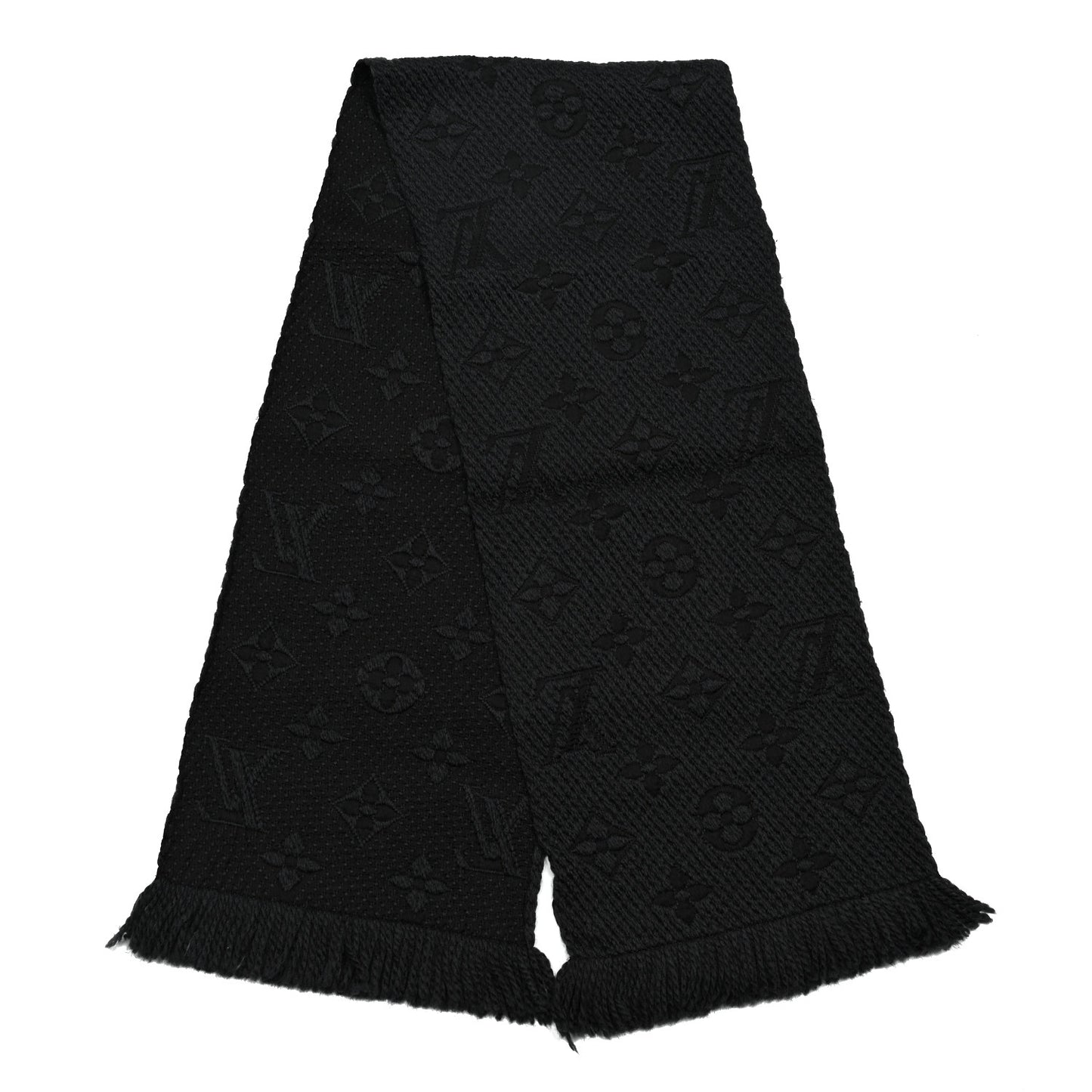 Wool Silk Logomania Scarf Charcoal