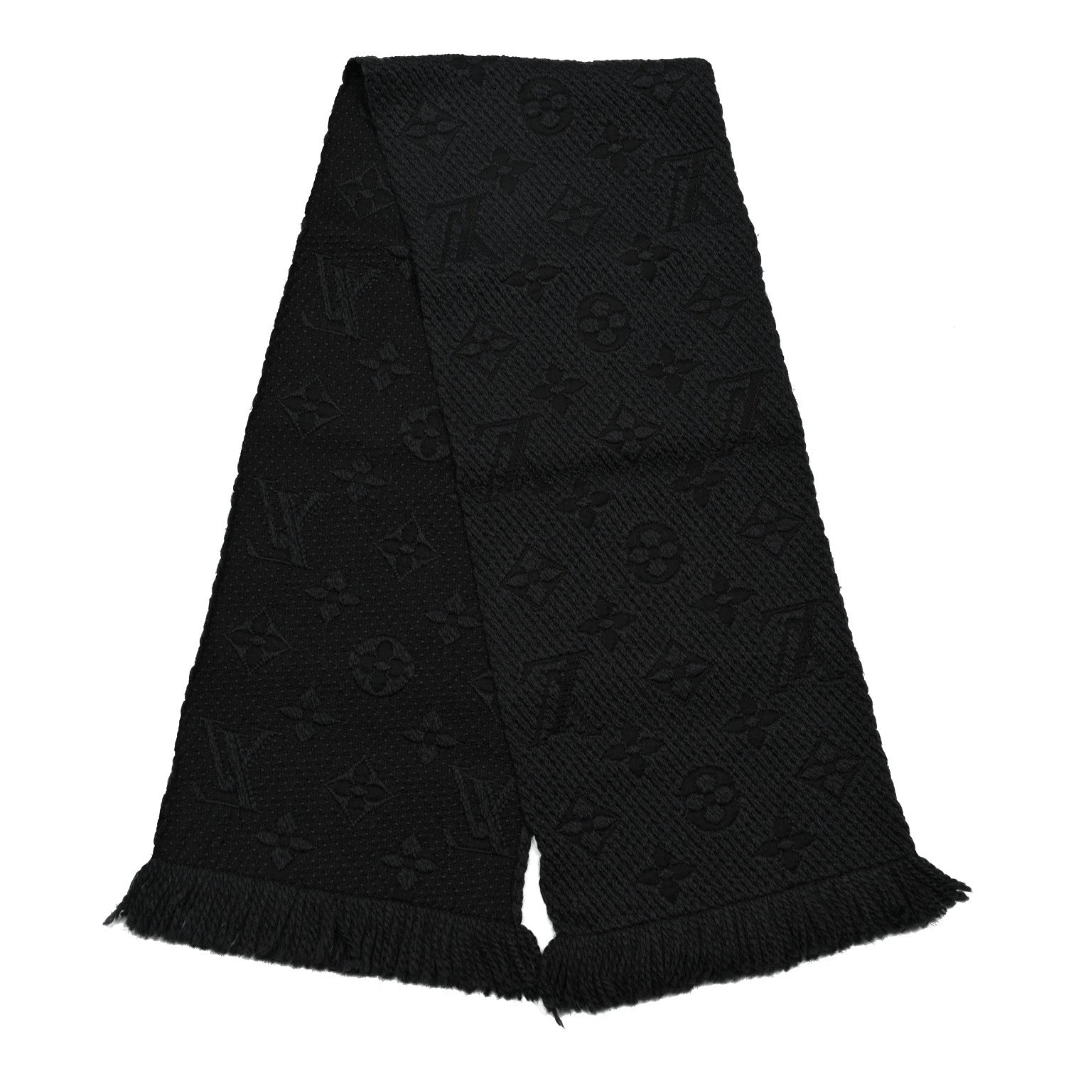 Louis Vuitton Wool Silk Logomania Scarf Charcoal 2 of 3