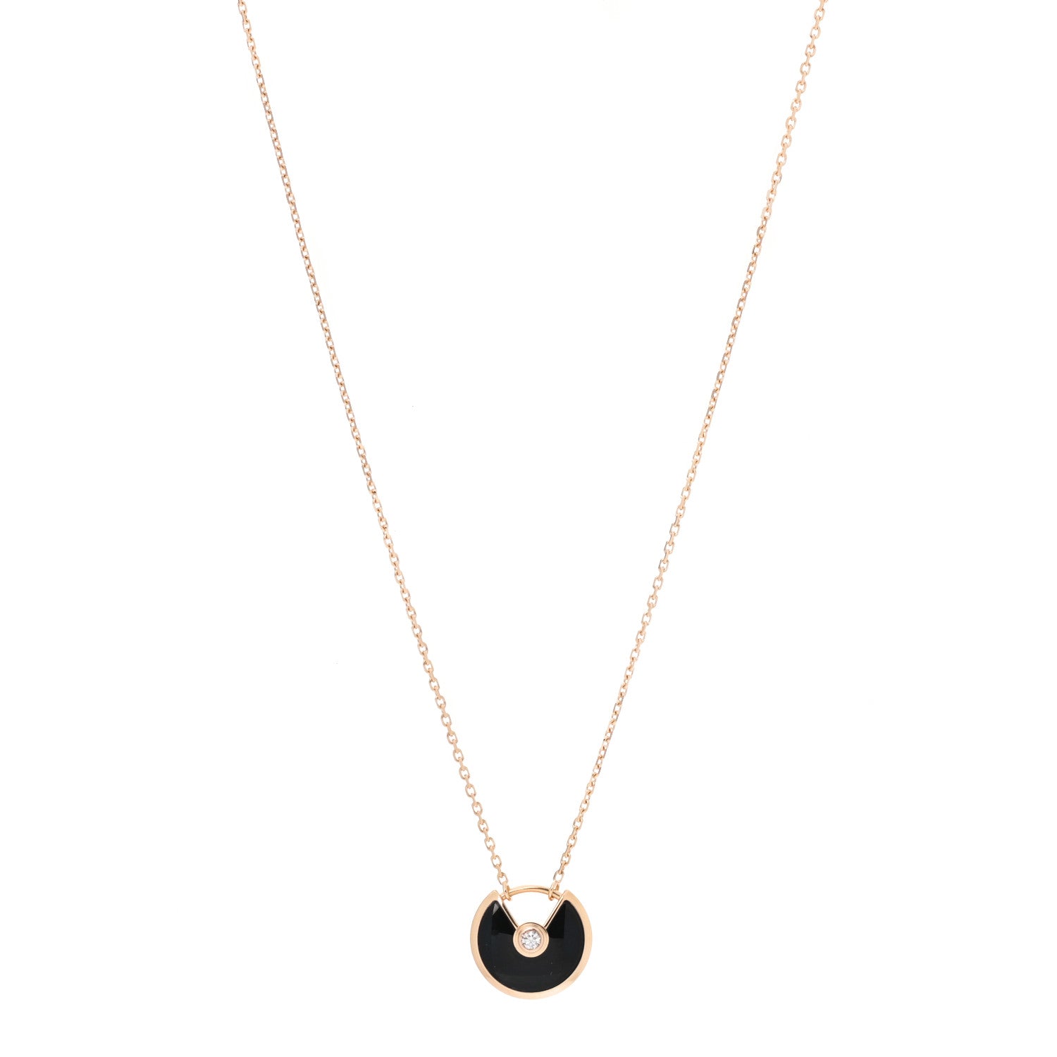 Cartier 18K Pink Gold Diamond Black Onyx XS Amulette de Cartier Pendant Necklace 1 of 6