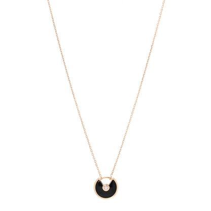 Cartier 18K Pink Gold Diamond Black Onyx XS Amulette de Cartier Pendant Necklace 1 of 6