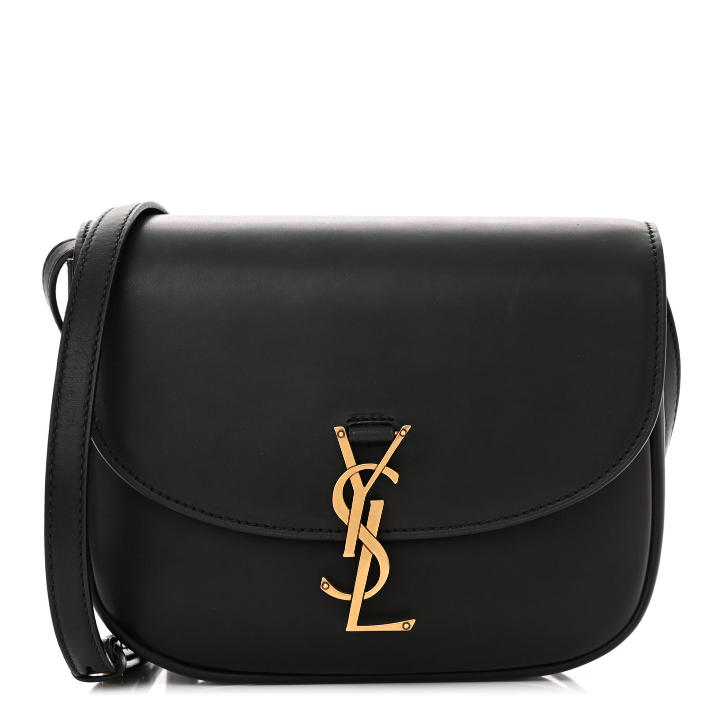 Smooth Calfskin Monogram Medium Kaia Satchel Black