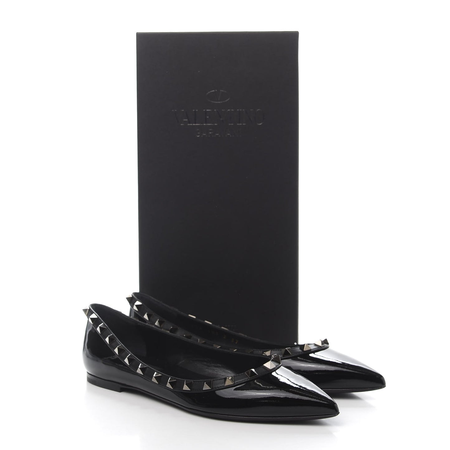 Patent Rockstud Ballerina Flats 37 Black