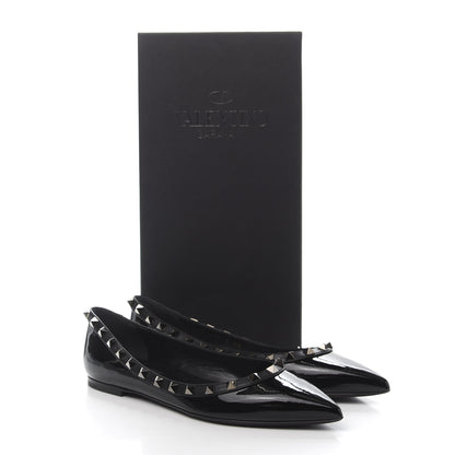 Valentino Garavani Patent Rockstud Ballerina Flats 37 Black 9 of 9