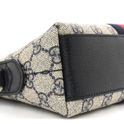Gucci GG Supreme Monogram Textured Dollar Calfskin Web Small Ophidia Dome Shoulder Bag Beige Blue 9 of 13