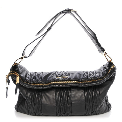Miu Miu Nappa Matelasse Patchwork Shoulder Bag Black 1 of 8