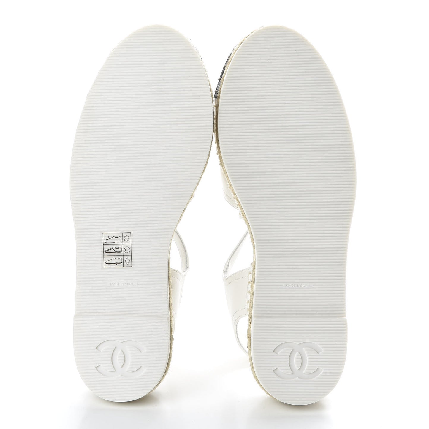 Lambskin Cap Toe CC Espadrille Sandals 35 Black White