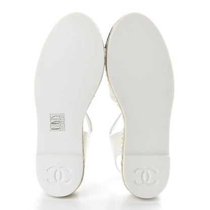 Chanel Lambskin Cap Toe CC Espadrille Sandals 35 Black White 5 of 10