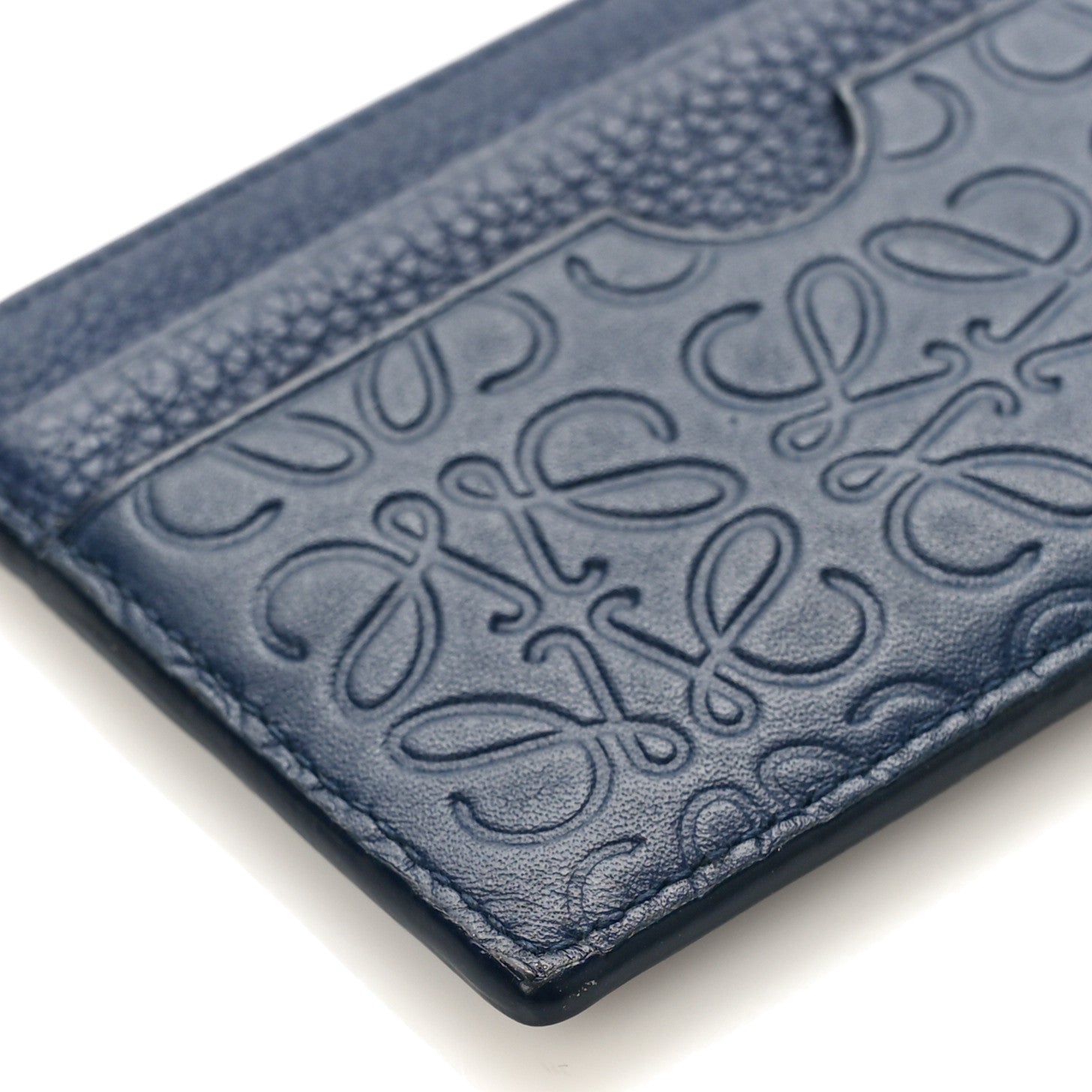 Loewe Calfskin Embossed Anagram Cardholder Navy Blue 7 of 8