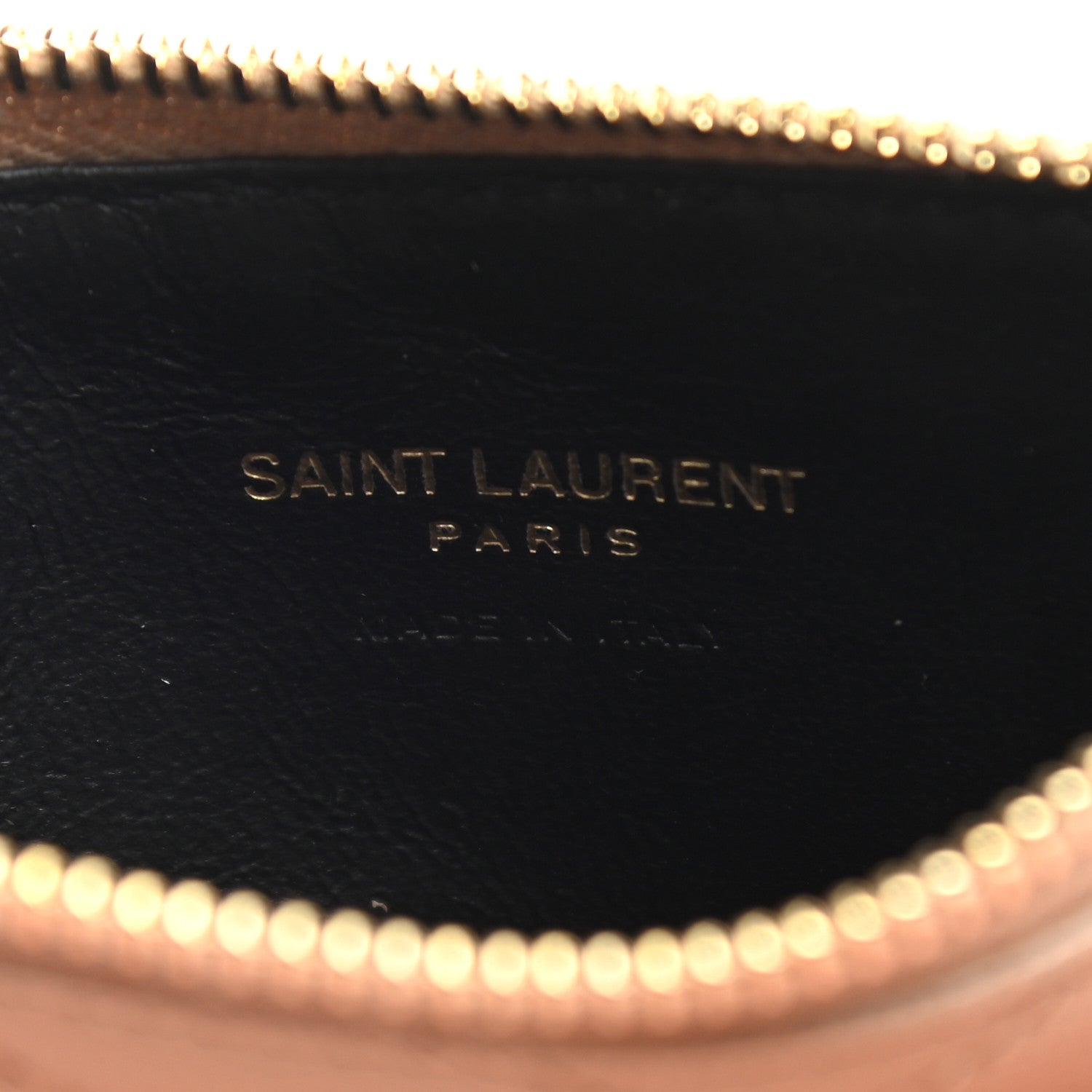 Saint Laurent Grain De Poudre Matelasse Chevron Monogram Fragments Zippered Card Case Nude Powder 6 of 7