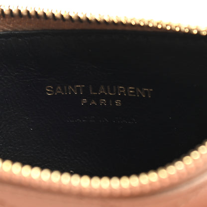 Saint Laurent Grain De Poudre Matelasse Chevron Monogram Fragments Zippered Card Case Nude Powder 6 of 7