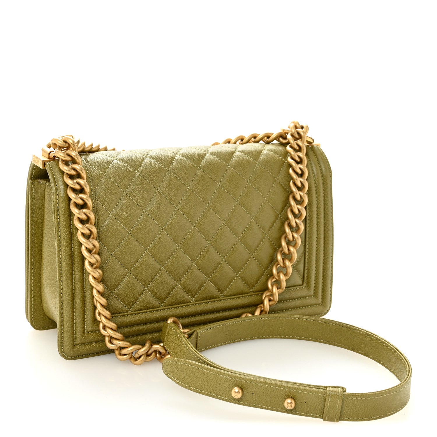 Chanel Caviar Quilted Medium Boy Flap Green 3 of 11