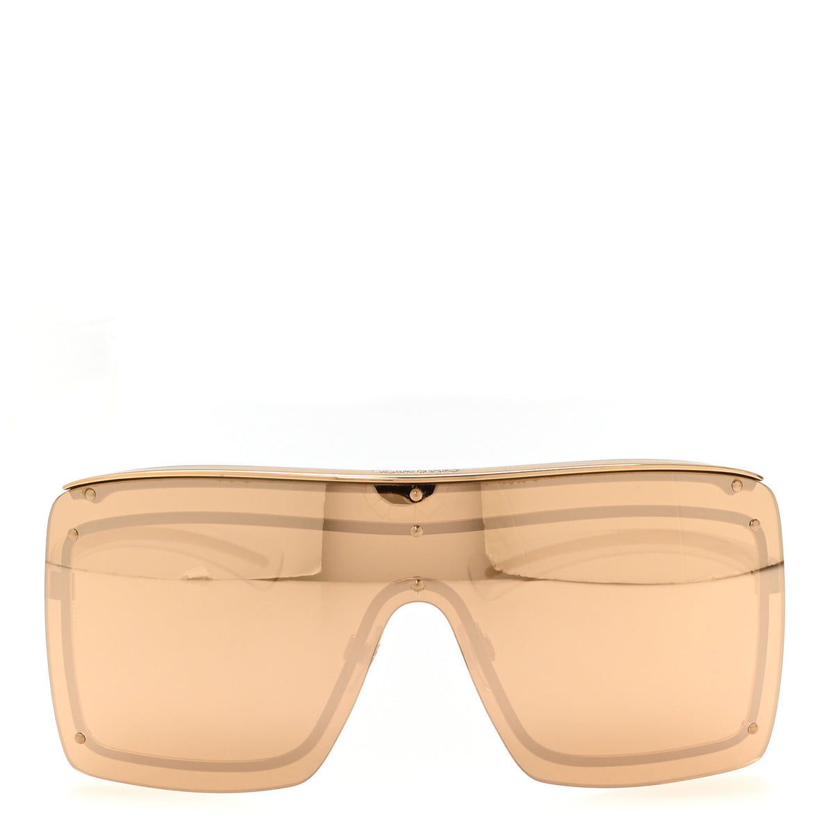 Chanel Rimless Shield Chain Sunglasses 71261 Brown Gold 2 of 7
