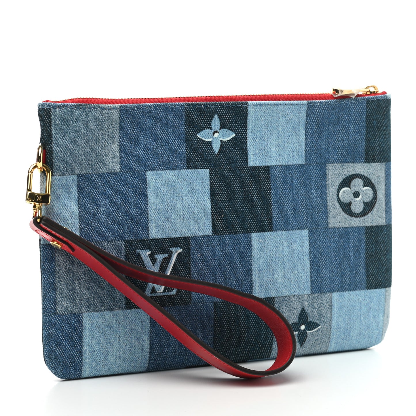 Denim Monogram Patchwork City Pouch Blue Rouge