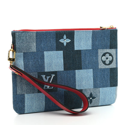 Louis Vuitton Denim Monogram Patchwork City Pouch Blue Rouge 3 of 7