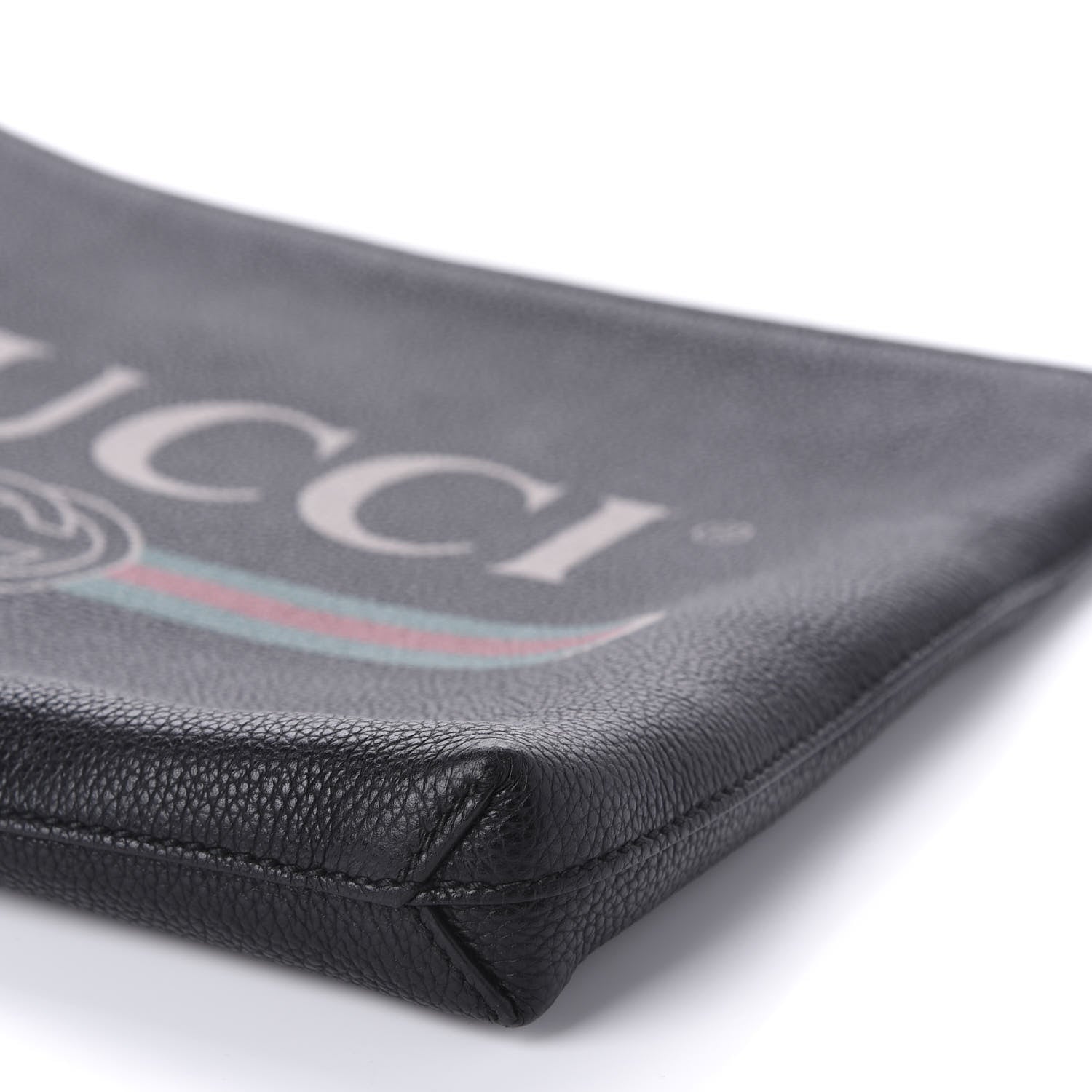 Gucci Pebbled Calfskin Logo Wristlet Black 7 of 10