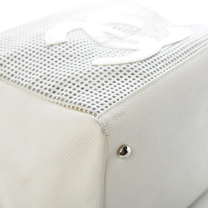 Chanel Caviar Perforated Bowler White 8 of 15