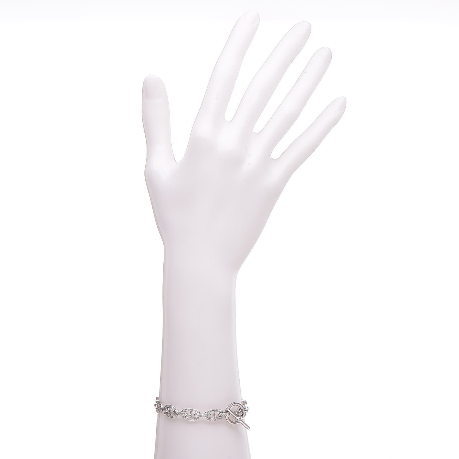 Hermes 18K White Gold Diamond PM Chaine d'Ancre Enchainee Bracelet SH 2 of 7