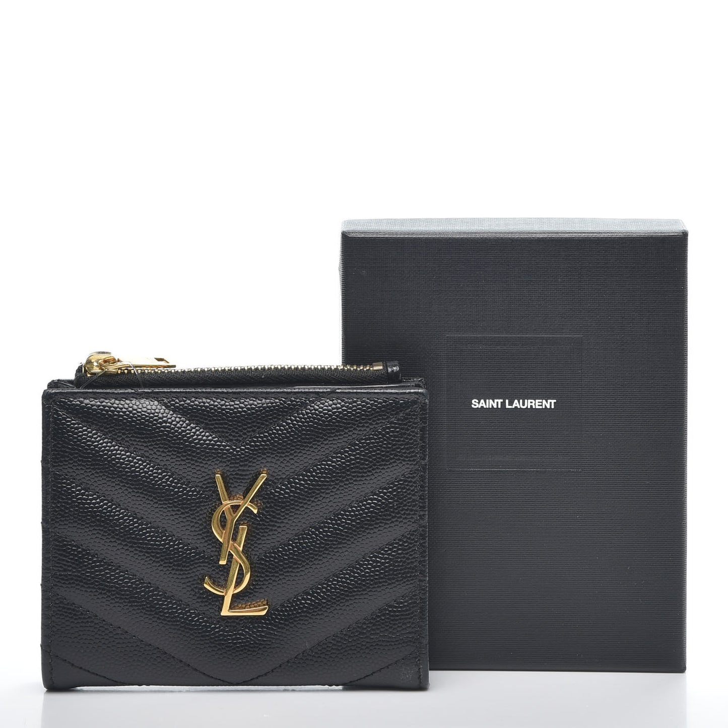 Grain De Poudre Matelasse Chevron Monogram Zipped Card Case Black
