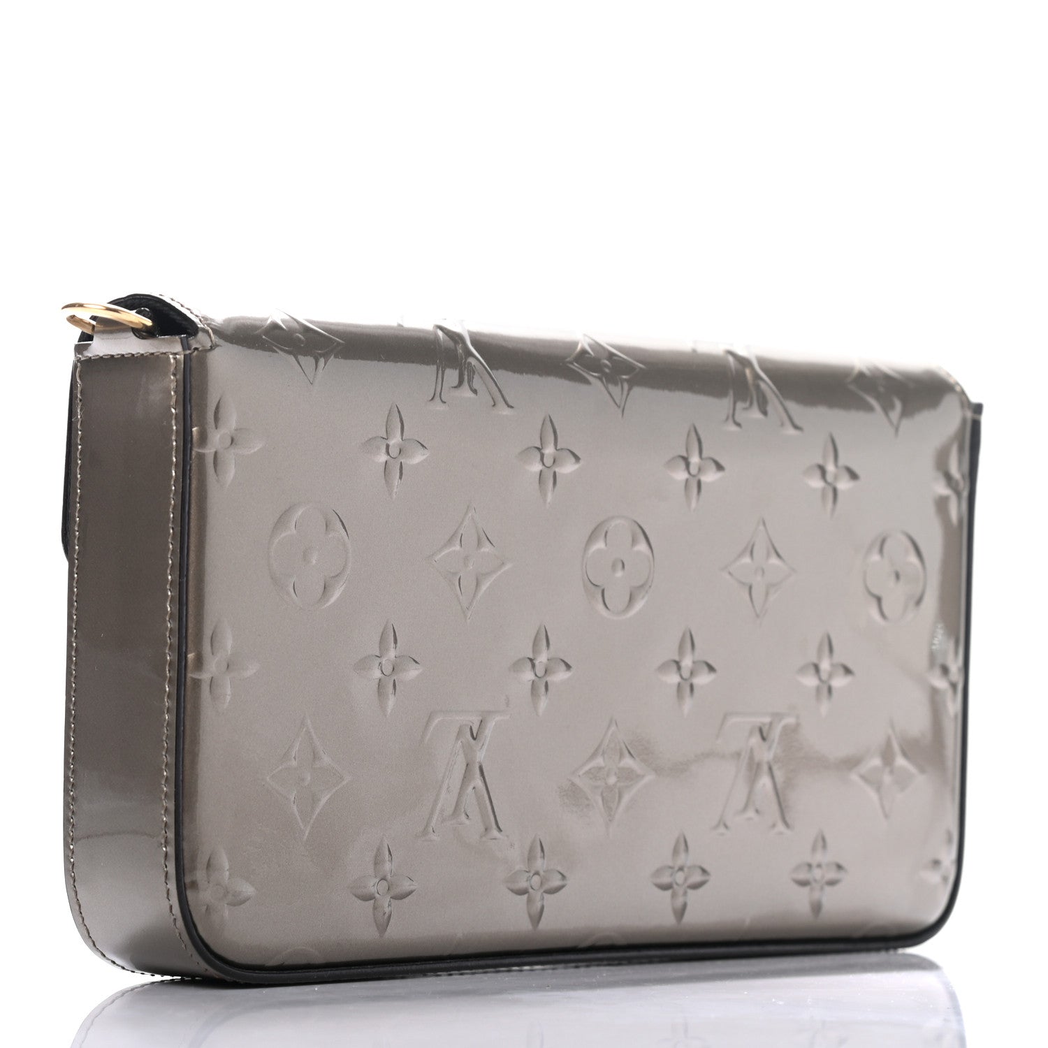 Louis Vuitton Vernis Felicie Pochette Chain Wallet Champagne Metallise 2 of 8