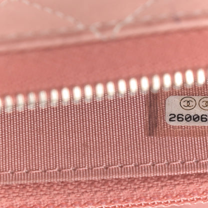Chanel Ombre Patent Calfskin Quilted Small Zip Around Wallet Pink White 8 of 10