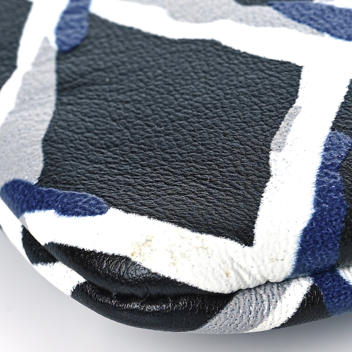 Lambskin Painted Quilt Pouch Black Blue Grey