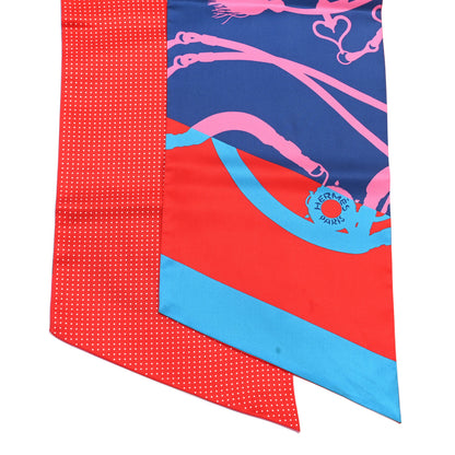 Hermes Silk Festival des Amazones Maxi Twilly Quetsche Bleu Rouge Rose Vif 2 of 5