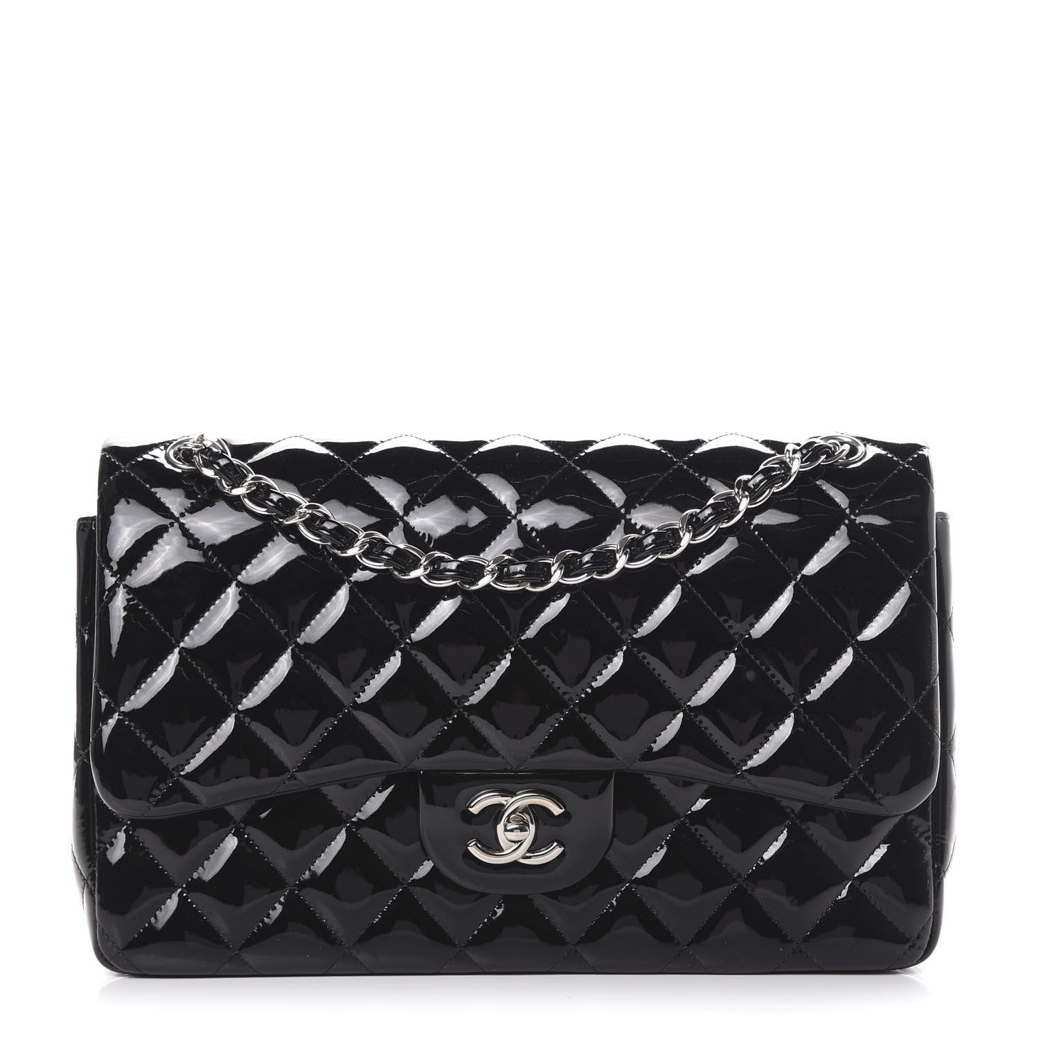 Chanel Patent Quilted Jumbo Double Flap Black 1 of 16