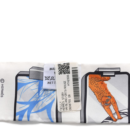 Hermes Silk Story Twilly White Gris Rouge 3 of 4