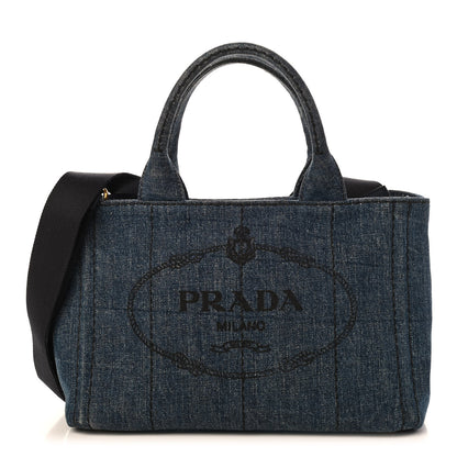 Prada Denim Small Logo Tote Black 1 of 10