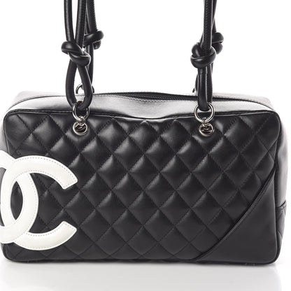 Chanel Calfskin Quilted Large Cambon Bowler Black White 8 of 10