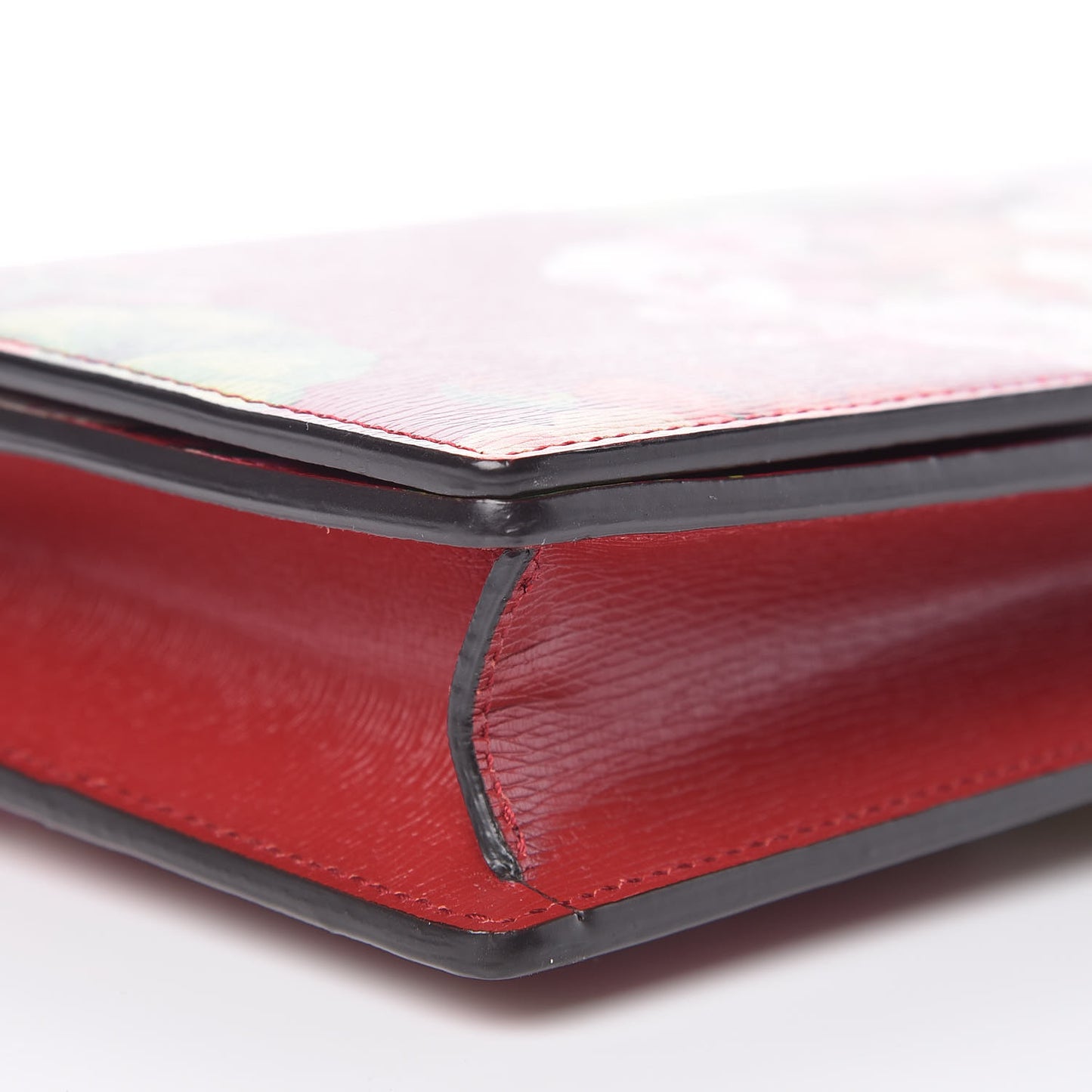 Calfskin Blooms Print Chain Wallet Romantic Cherry Multicolor