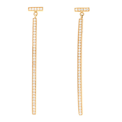 Tiffany 18K Yellow Gold Diamond T Bar Earrings 1 of 5