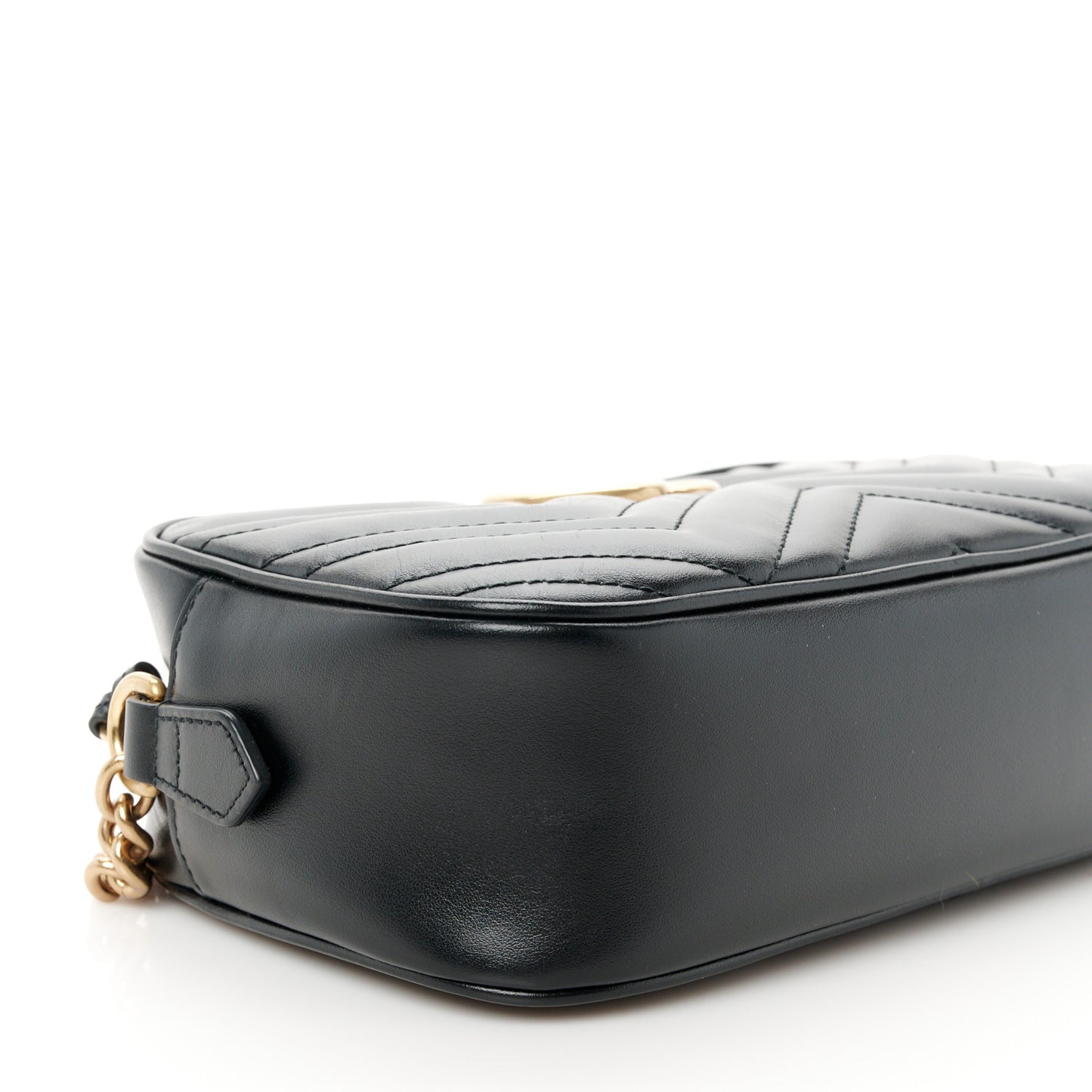 Calfskin Matelasse Small GG Marmont Chain Shoulder Bag Black