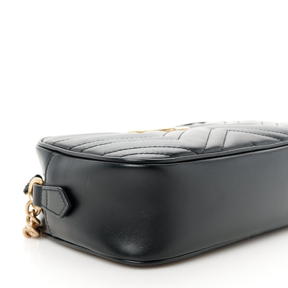 Gucci Calfskin Matelasse Small GG Marmont Chain Shoulder Bag Black 10 of 11