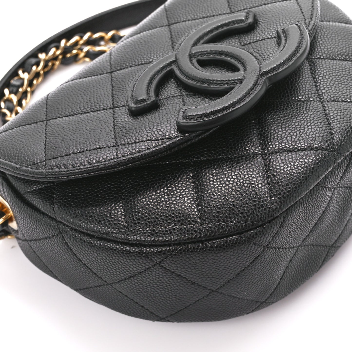 Caviar Quilted Mini Messenger Flap Black