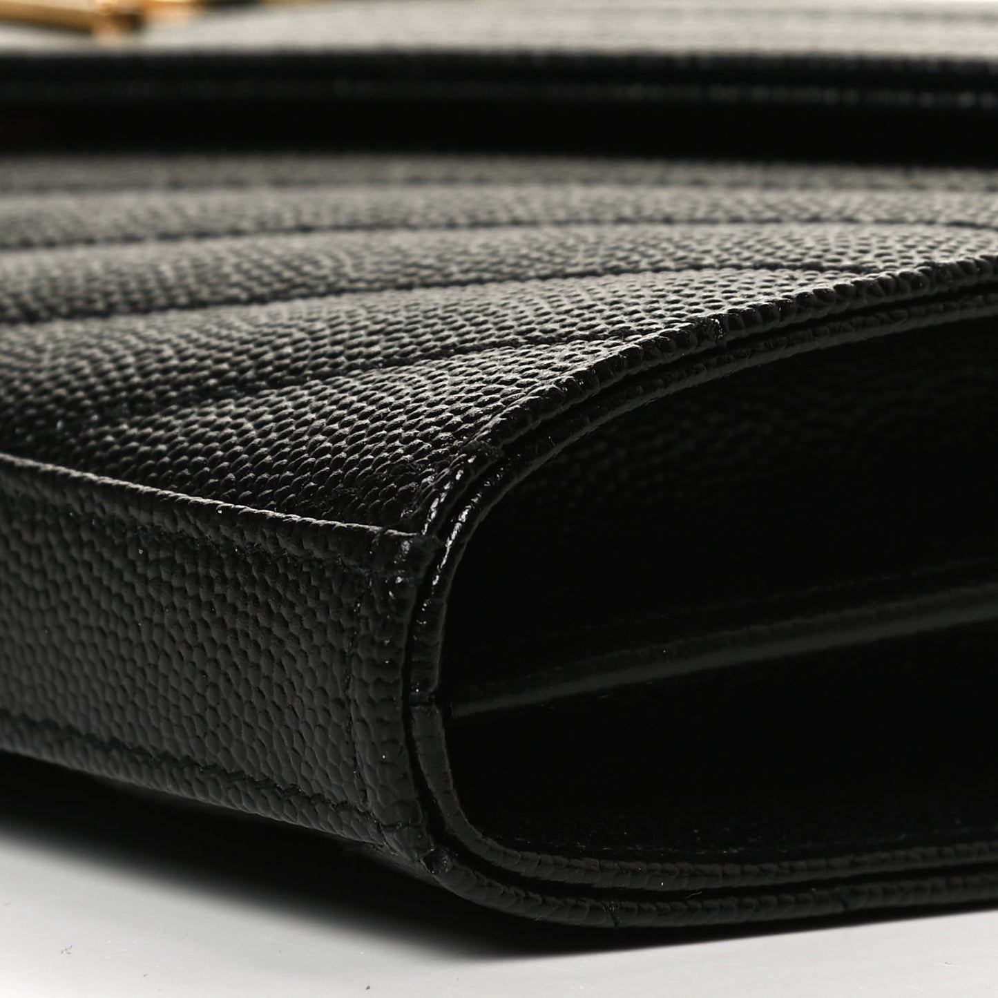 Grain De Poudre Matelasse Chevron Monogram Chain Wallet Black