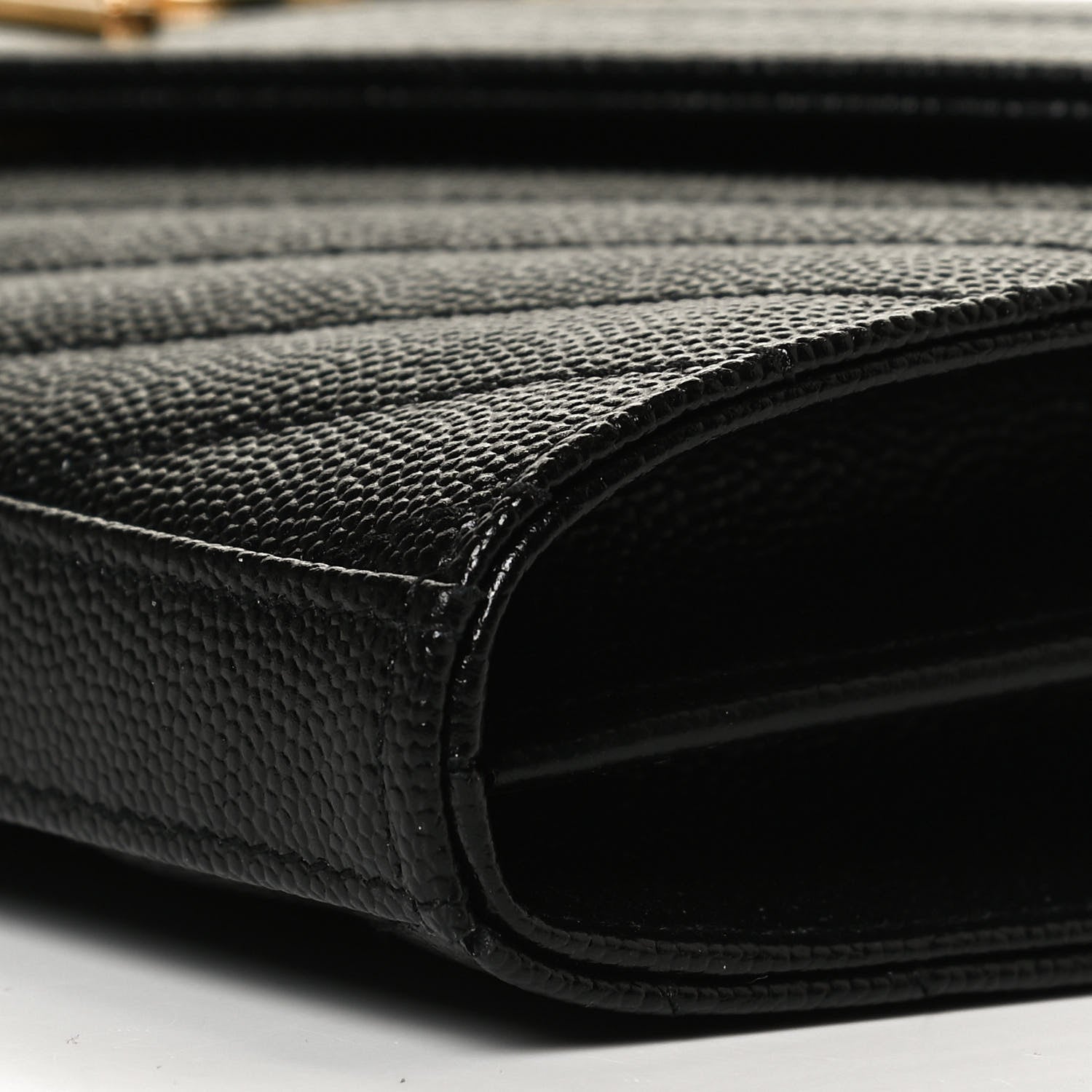 Saint Laurent Grain De Poudre Matelasse Chevron Monogram Chain Wallet Black 10 of 11