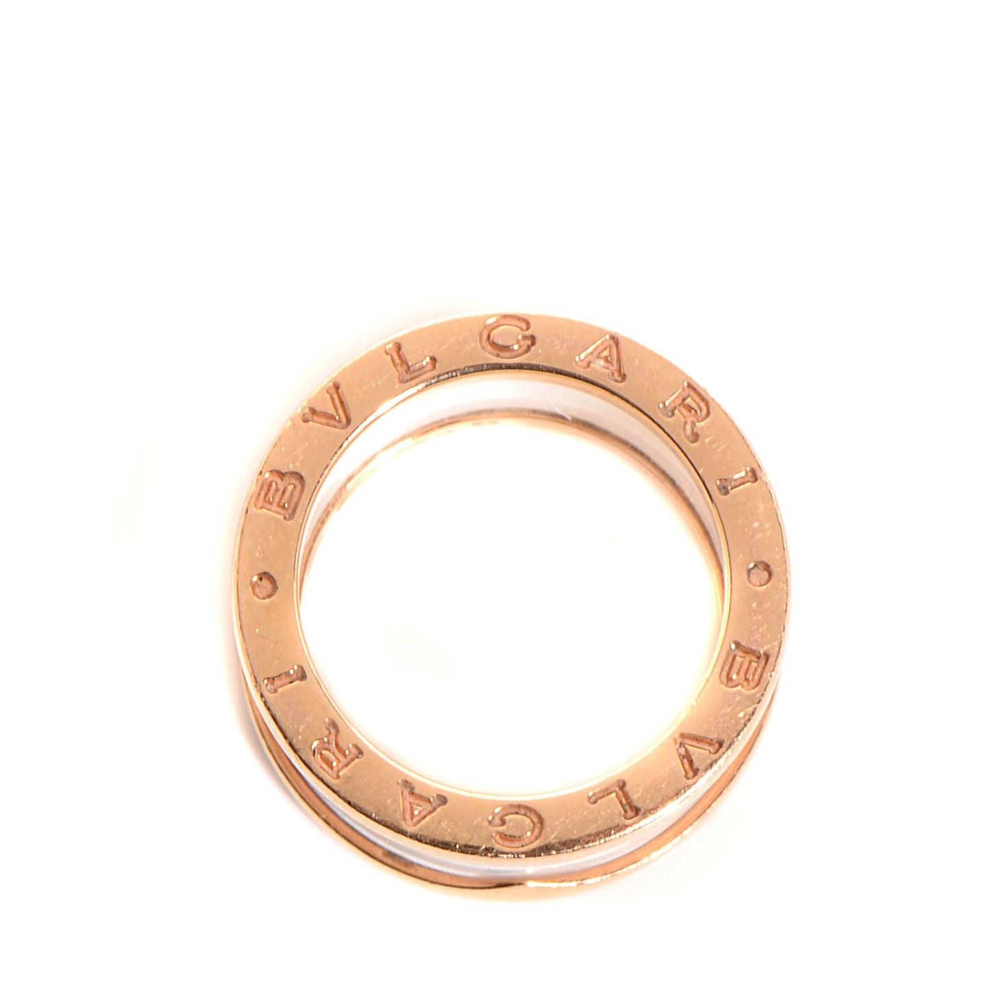 18K Rose Gold White Ceramic B.Zero1 Four-Band Ring 50 5.5