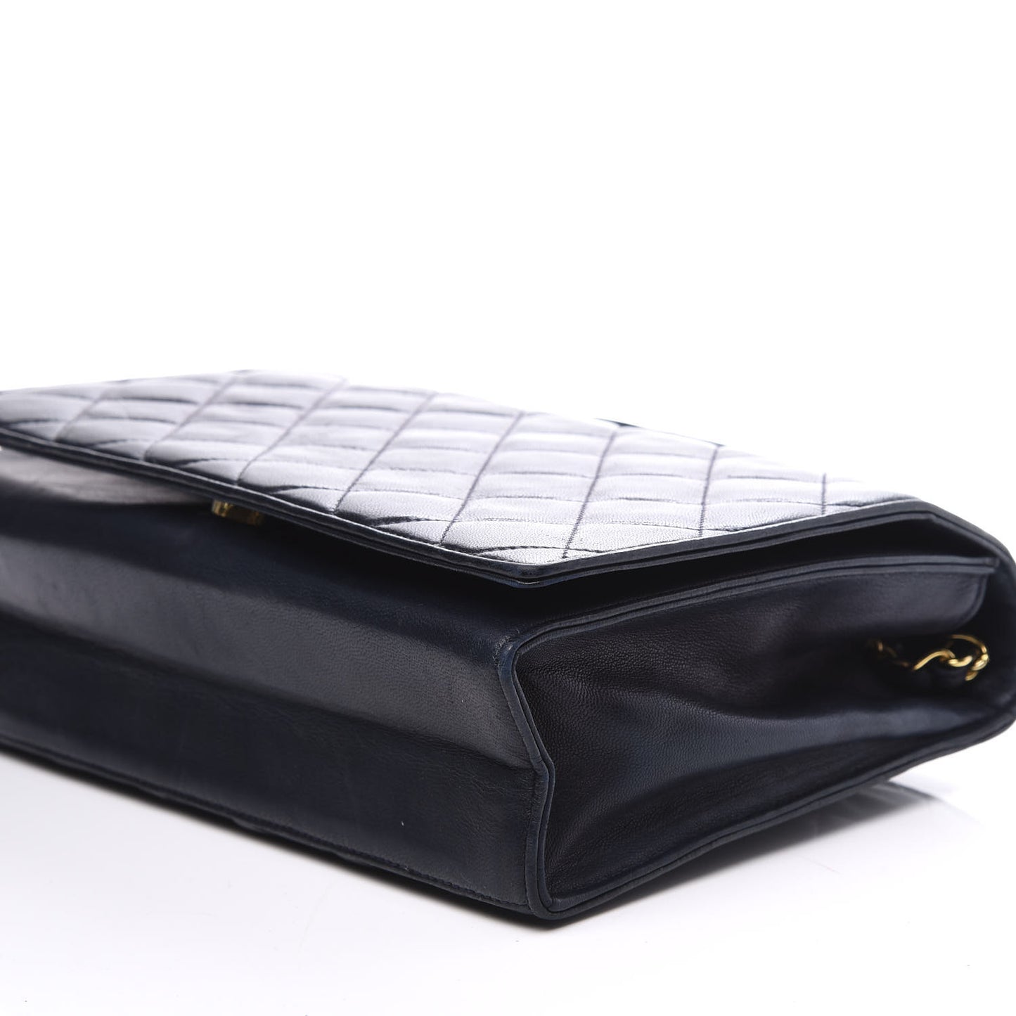 Lambskin Quilted CC Small Single Flap Navy