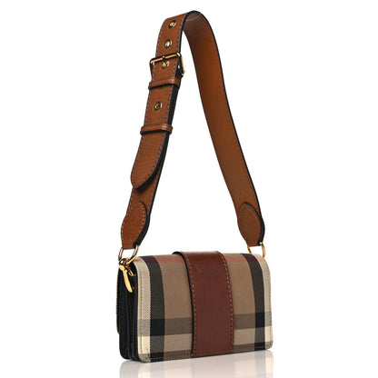 Burberry House Check Bridle Calfskin Small Madison Buckle Bag Tan 3 of 11