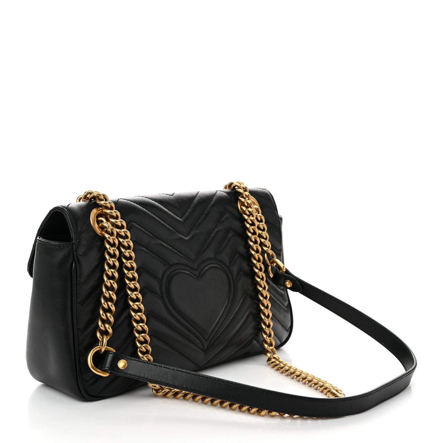 Calfskin Matelasse Small GG Marmont Shoulder Bag Black