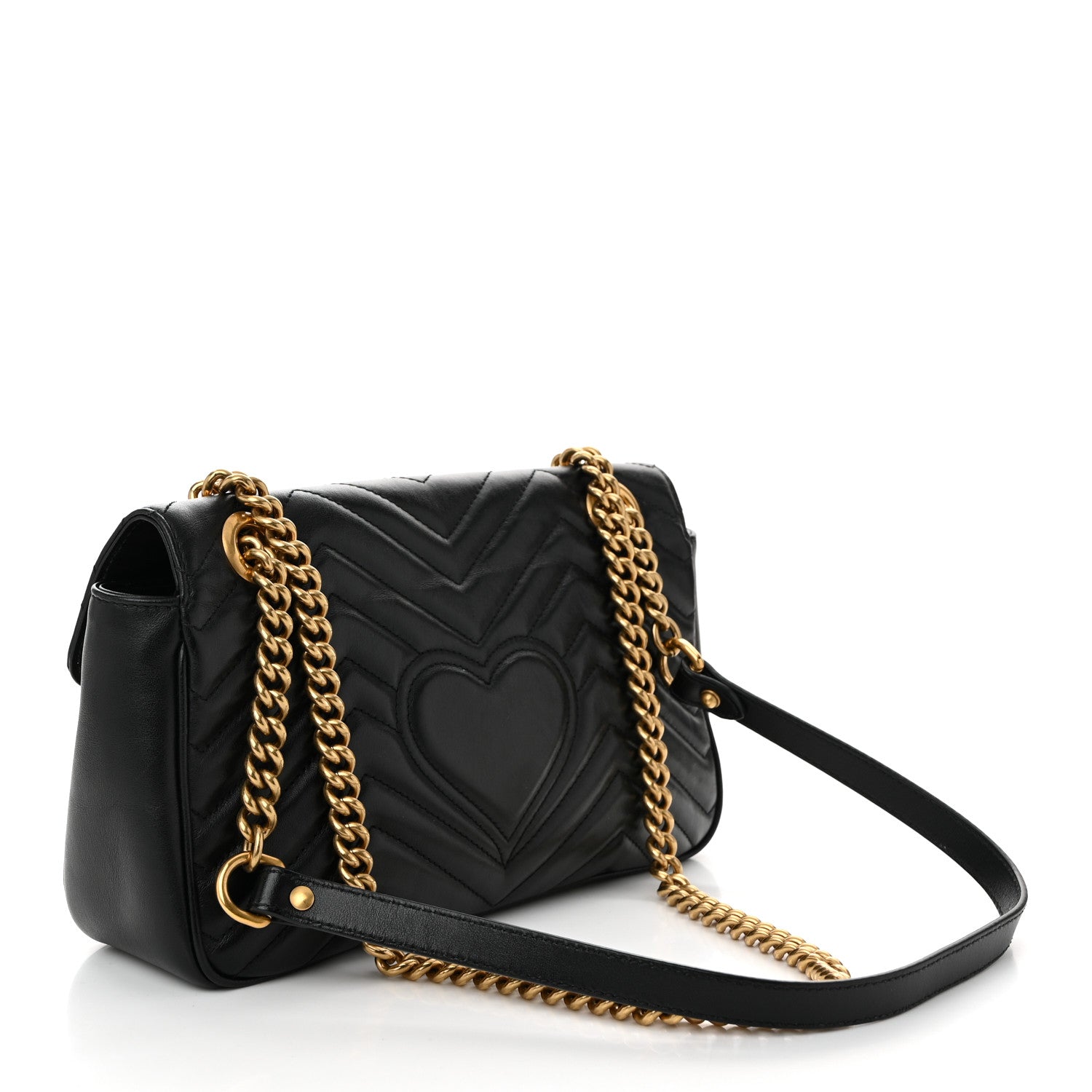 Gucci Calfskin Matelasse Small GG Marmont Shoulder Bag Black 3 of 10