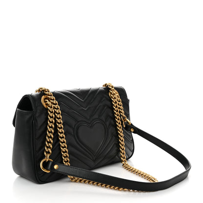 Gucci Calfskin Matelasse Small GG Marmont Shoulder Bag Black 3 of 10