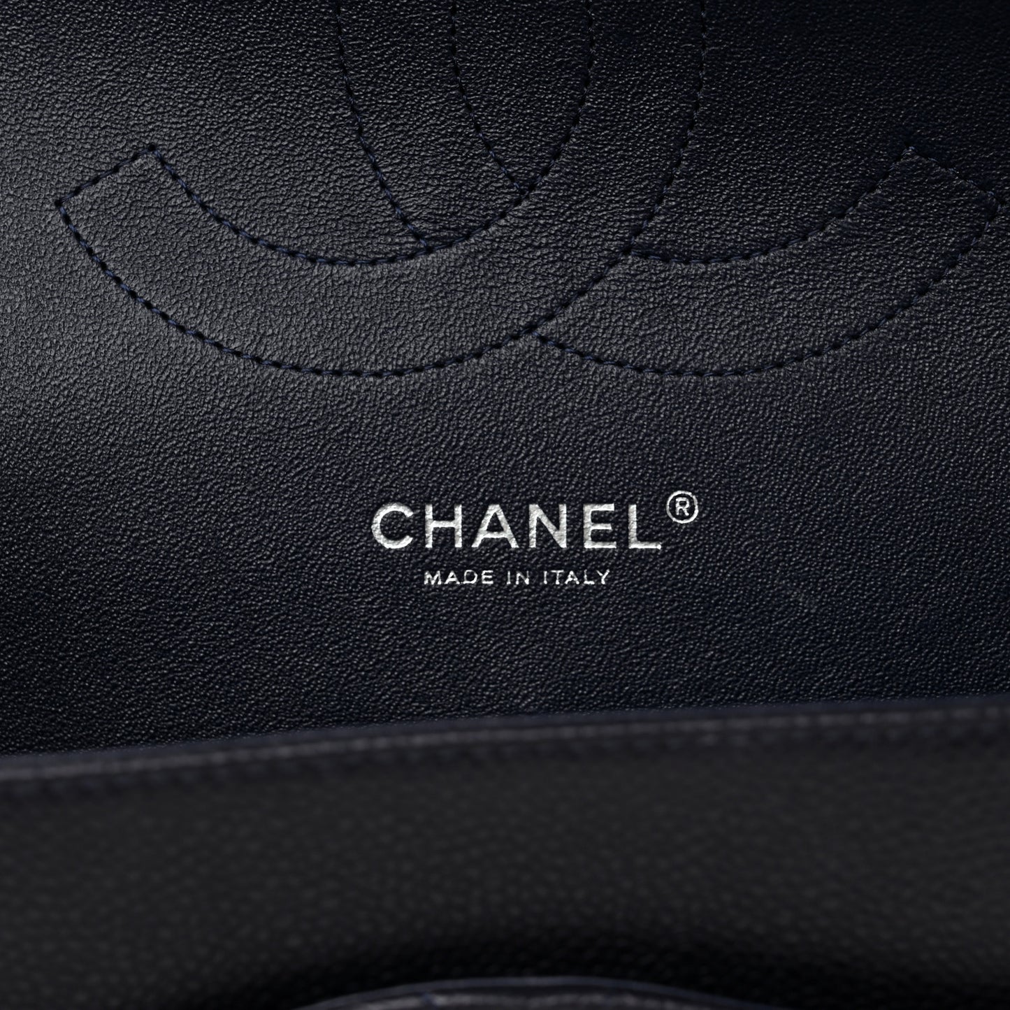 Caviar Quilted Jumbo Double Flap Navy Blue