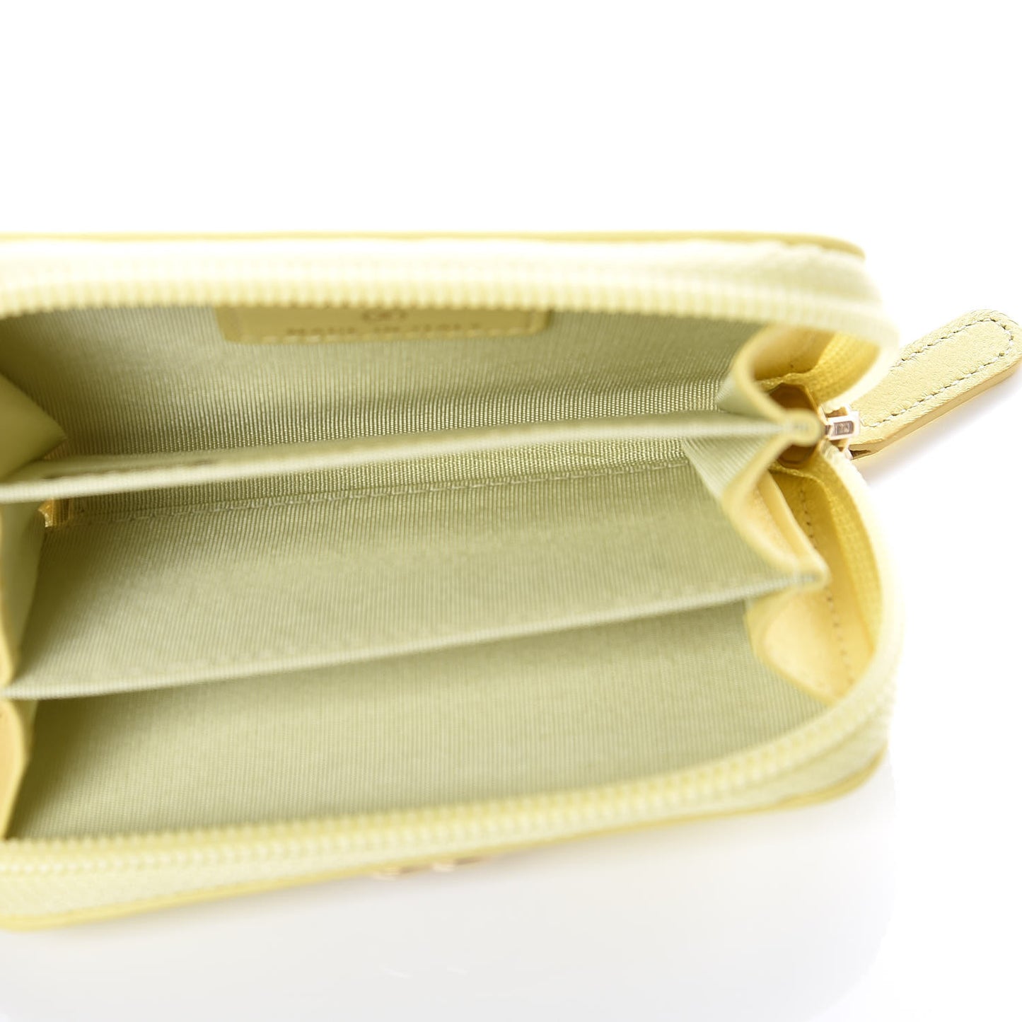 Lambskin Quilted Boy Zip Around Coin Purse Wallet Yellow