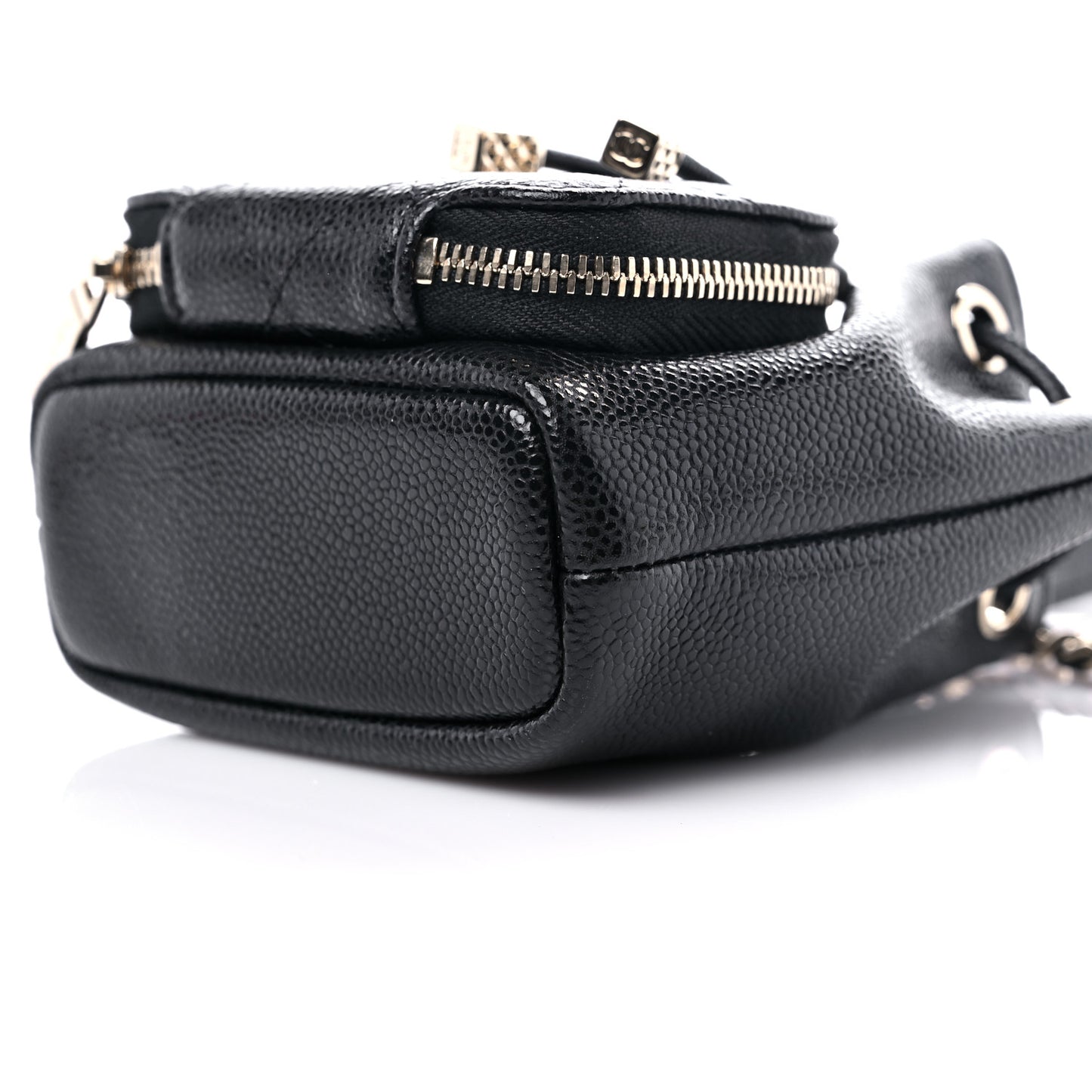 Caviar Quilted Mini CC Pocket Bucket Bag Black