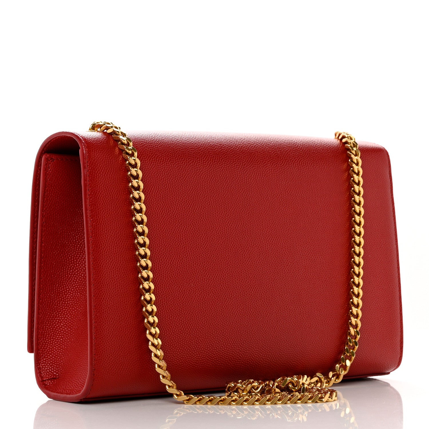 Saint Laurent Grain De Poudre Medium Monogram Kate Satchel Rouge Eros 3 of 9
