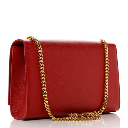 Saint Laurent Grain De Poudre Medium Monogram Kate Satchel Rouge Eros 3 of 9